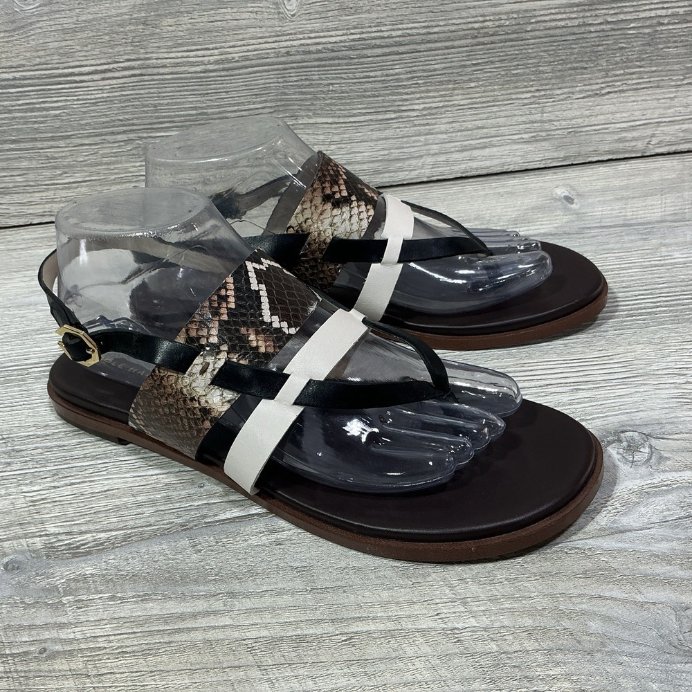 Cole Haan Finley Grand Sandals Slingback Thong Leather Python Women's Size 8.5 B